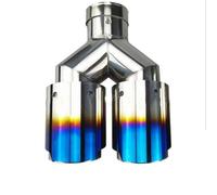 Universal Dual Acero Inoxidable Chapado En Azul Sarga Brillante Puntas Extremo Escape Automóvil Silenciador Tubo Silenciador Garganta Punta Silenciador