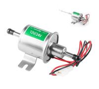 Universal Electric Fuel Pump Kit 12V 24V 8mm Low Pressure 3-6 PSI HEP-02A 6.56 FT 5/16" ID Inline Gas Diesel Fuel Transfer Pump for Carburetor Car Truck Lawn Mower Boats (Silver,12V)