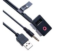 Universal Enchufe USB 2.0 AUX + Cable de extensión AUX 3.5mm | CCable de Radio del vehículo | 1.5 m