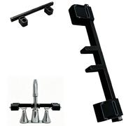 Universal Faucet Handle Lock for Double Sinks,Adjustable Faucet Dual Handle Locks with Central Pipe Fixation,Child & Pet Proof Faucets Guard for Kitchen, Bathroom (Black)