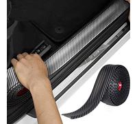 Universal Fibra de Carbono Umbral del Coche Protector Flexible,Frente Cubierta de Parachoques Puerta ,Placa Adhesiva,Accesorios de Protección Para SUV (negra 2.5m *3cm)