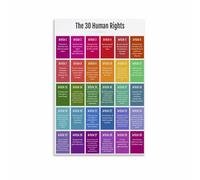 Universal Human Rights Canvas Wall Art Declaration Poster Motivational Print for Living Room Office(Framed,12x18inch(30x45cm))