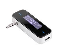 Universal In Car Transmisor FM Manos Libres Llamadas de Audio 3.5 a Soporte de Audio Transmisores Manos Libres con Enchufe de 3.5 Mm para Teléfono Celular Adaptador Inalámbrico