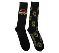 Universal Jurassic Park Dinosaur 2-Pack Novelty Socks (Big Boys/Men's), Size Sock Size 10-13, Black