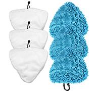 Universal Lavable Larga duración Corbata fijación Pack de 6 Almohadillas para Escoba de Vapor (3 x Almohadillas de Microfibra, 3 x Almohadillas de Microfibra Coral)