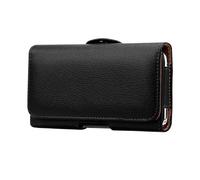 Universal Leather Case Mens Waist Pack Belt Clip Bag for 3.5-6.3" Mobile Phone Pouch Holster para Móviles y Smartphones(Black B,(M) 4.5-5.1 Inch)