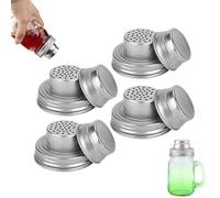 Universal Mason Jar Shaker Lids, Stainless Steel Shaker Lids for Mason Jars with Screen Mesh,for Sugar,Salt,Pepper, Kitchen Cooking, Cocktail Mixer Bar Tool Compatible (4PCS)