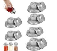Universal Mason Jar Shaker Lids, Stainless Steel Shaker Lids, with Silicone Seals for Mason Jars, for Sugar, Salt, Pepper, Kitchen Cooking, Cocktail Mixer Bar Tool Compatible (Silver,6Pcs)