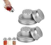 Universal Mason Jar Shaker Lids, Stainless Steel Shaker Lids, with Silicone Seals for Mason Jars, for Sugar, Salt, Pepper, Kitchen Cooking, Cocktail Mixer Bar Tool Compatible (Silver,2Pcs)