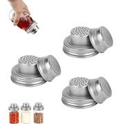 Universal Mason Jar Shaker Lids, Stainless Steel Shaker Lids, with Silicone Seals for Mason Jars, for Sugar, Salt, Pepper, Kitchen Cooking, Cocktail Mixer Bar Tool Compatible (Silver,3Pcs)