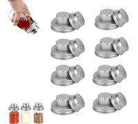 Universal Mason Jar Shaker Lids, Stainless Steel Shaker Lids, with Silicone Seals for Mason Jars, for Sugar, Salt, Pepper, Kitchen Cooking, Cocktail Mixer Bar Tool Compatible (Silver,8Pcs)