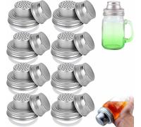 Universal Mason Jar Shaker Lids, Stainless Steel Shaker Lids with Silicone Seals for Mason Jars, Seasoning sShaker Top for Kitchen Cooking, Cocktail Mixer Bar Tool Compatible (8pcs)