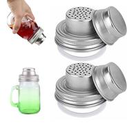 Universal Mason Jar Shaker Lids, Stainless Steel Shaker Lids with Silicone Seals for Mason Jars, Seasoning sShaker Top for salt, Sugar, Pepper, Cocktail Mixer Bar Tool Compatible (2Pcs)