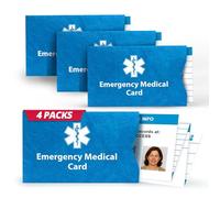 Universal Medical Data Tarjetas de identificación de emergencia, seis tarjetas médicas fáciles de llenar para cartera con fundas Tyvek y diseño de símbolo de estrella de la vida para lista de