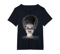 Universal Monsters Bride of Frankenstein Big Face Camiseta, Mujer Tallas Grandes, Negro, 4XL Grande