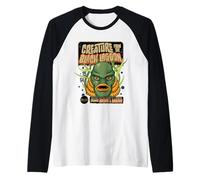 Universal Monsters Creature Retro Halloween Mask Camiseta Manga Raglan