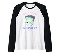 Universal Monsters Frankenstein Anime Who’s The Real Monster Camiseta Manga Raglan