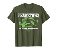 Universal Monsters Frankenstein The Original Horror Show Camiseta, Hombre, Verde Oliva, S