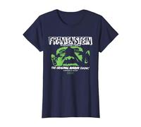 Universal Monsters Frankenstein The Original Horror Show Camiseta, Mujer, Azul Marino, S