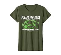 Universal Monsters Frankenstein The Original Horror Show Camiseta, Mujer, Verde Oliva, M