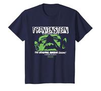 Universal Monsters Frankenstein The Original Horror Show Camiseta, Niños, Azul Marino, 3 años