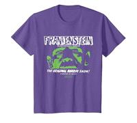 Universal Monsters Frankenstein The Original Horror Show Camiseta, Niños, Morado Jaspeado, 3 años