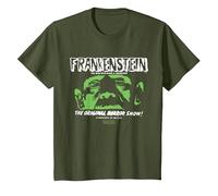 Universal Monsters Frankenstein The Original Horror Show Camiseta, Niños, Verde Oliva, 4 años