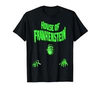 Universal Monsters House of Frankenstein Logo Camiseta, Hombre, Negro, L
