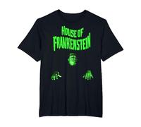 Universal Monsters House of Frankenstein Logo Camiseta, Hombre Tallas Grandes, Negro, 2X Alto