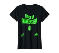 Universal Monsters House of Frankenstein Logo Camiseta, Mujer, Negro, XXL