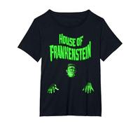 Universal Monsters House of Frankenstein Logo Camiseta, Mujer Tallas Grandes, Negro, 4XL Grande