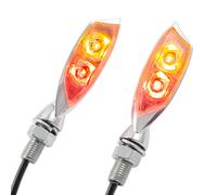 Universal Moto Intermitente LED Sombra Con Trasera-&Luces de Freno Teñido Cromo