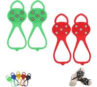 Universal Non-Slip Ice Cleats with 5-Tooth Steel Nails, Silicone Traction Grips for Shoes and Boots on Ice and Snow, Ideal for Hiking, Walking, Climbing, and Fishing (Mixed# 8,Kids)