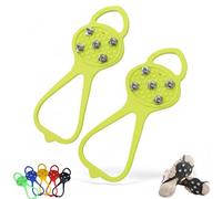 Universal Non-Slip Ice Cleats with 5-Tooth Steel Nails, Silicone Traction Grips for Shoes and Boots on Ice and Snow, Ideal for Hiking, Walking, Climbing, and Fishing (Yellow,Adult)