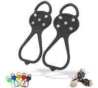 Universal Non-Slip Ice Cleats with 5-Tooth Steel Nails, Silicone Traction Grips for Shoes and Boots on Ice and Snow, Ideal for Hiking, Walking, Climbing, and Fishing (Black,Adult)