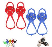 Universal Non-Slip Ice Cleats with 5-Tooth Steel Nails, Silicone Traction Grips for Shoes and Boots on Ice and Snow, Ideal for Hiking, Walking, Climbing, and Fishing (Mixed# 4,Kids)