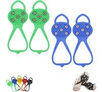 Universal Non-Slip Ice Cleats with 5-Tooth Steel Nails, Silicone Traction Grips for Shoes and Boots on Ice and Snow, Ideal for Hiking, Walking, Climbing, and Fishing (Mixed# 2,Kids)