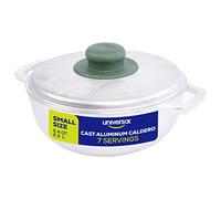 Universal Pequeña olla de arroz Caldero de aluminio fundido, 10 tazas, 2.4 cuartos de galón, 2.3 L, freidora de distribución uniforme del calor para cocción rápida y fácil limpieza, asas ergonómicas