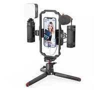 Universal Phone Tripod Video Equipment Kit Suitable For Housing with 2 Handle Remote Microphone LED Lights (Color : A Size : As The Picture Shows)