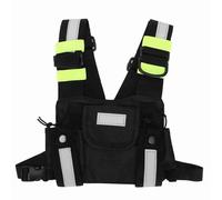 Universal Radio Chest Bag Walkie Talkie Back Chest Bag Hands Free Radio Front Pack Pouch Hiphop Bag Chest Rig Radio Bidireccional Walkie Talkie Chaleco con Rayas Verdes