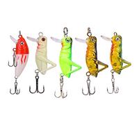 Universal Realista Agua Dulce Cebo Duro Saltamontes Minnow Set 5 Unids Señuelos De Pesca Artificial Kit para Pesca De Agua Dulce Plástico Acero Inoxidable como Se Muestran