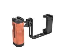 Universal Smartphone Video Grip Handle Handheld Vlog with Bracket Aluminum Alloy Wood Cold Shoe Mount 1/4in Screw Phone Holder L-Shape Plate for Vlogging Video Recording