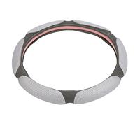 Universal Steering Wheel Cover 15 Inch | Breathable Ice Silk & Secure Hold Grip | Artificial Leather Car Accessory for 37-38cm Round Wheels/Cars/Trucks (Grey with Black Inner Fleece)