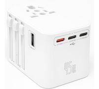 Universal Travel Adapter, International Power Adapter with 3 USB-C & 2 USB-A Ports, Worldwide Plug Adapter for EU/UK/US/AU (Whtie)