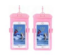 Universal Waterproof Phone Case for Galaxy, Transparent Waterproof Bag up to 6.44 Inches, 2-Pack Pink