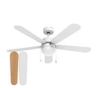 UNIVERSALBLUE Ventilador de Techo Madera con Luz | Aspas Reversibles Marron y Negro | 3 Velocidades y Motor Silencioso | Fácil Montaje