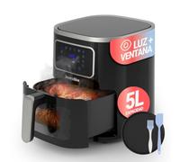 UNIVERSALBLUE Freidora de Aire Sin Aceite 5 L | Air Fryer Grande con Ventana Transparente 4-5 Personas | Control Táctil y Temporizador | 8 Programas de Cocina | Bandeja, Pincel y Espátula