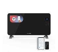 UNIVERSALBLUE Panel Calefactor con WIFI | Calefactor de Cristal Templado Bajo Consumo | Termostato Ajustable | Mando a Distancia | 1500W | Color Negro | 2 Potencias | Control táctil | Pantalla led