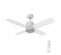 UNIVERSALBLUE | Ventilador de techo con luz LED | Color blanco | Ventilador silencioso con Motor DC | Mando a Distancia | 4 Aspas | Diámetro 122 cm | Temporizador | 6 Velocidades |