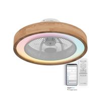UNIVERSALBLUE Ventilador de Techo con Luz LED Multicolor y WIFI | Ventilador sin Aspas con Luz Regulable | Acabado en Madera | Alexa & Google Assistant